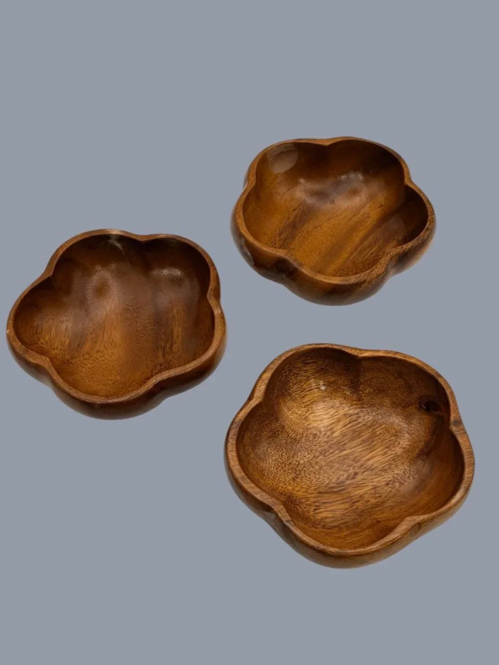 Vintage Monkeypod Wood Bowls Set of 3– Handcrafted Philippines Serving Bowls